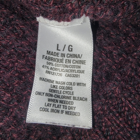 Aeropostale Plum and Black Quarter Zip Up Sweater with Ribbed Texture - Picture 3 of 6